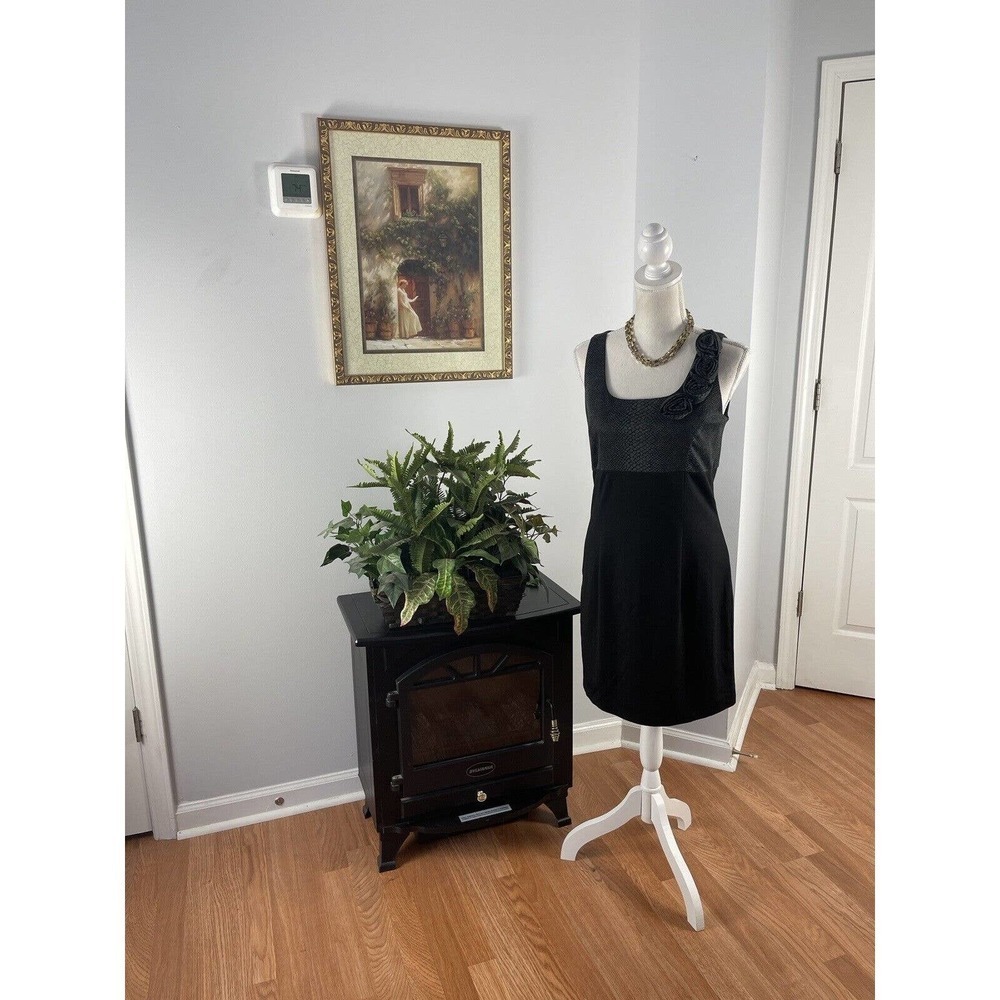 Alyn Paige Women's Black Sleeveless Square‎ Neck Casual Sheath Mini Dress 9/10